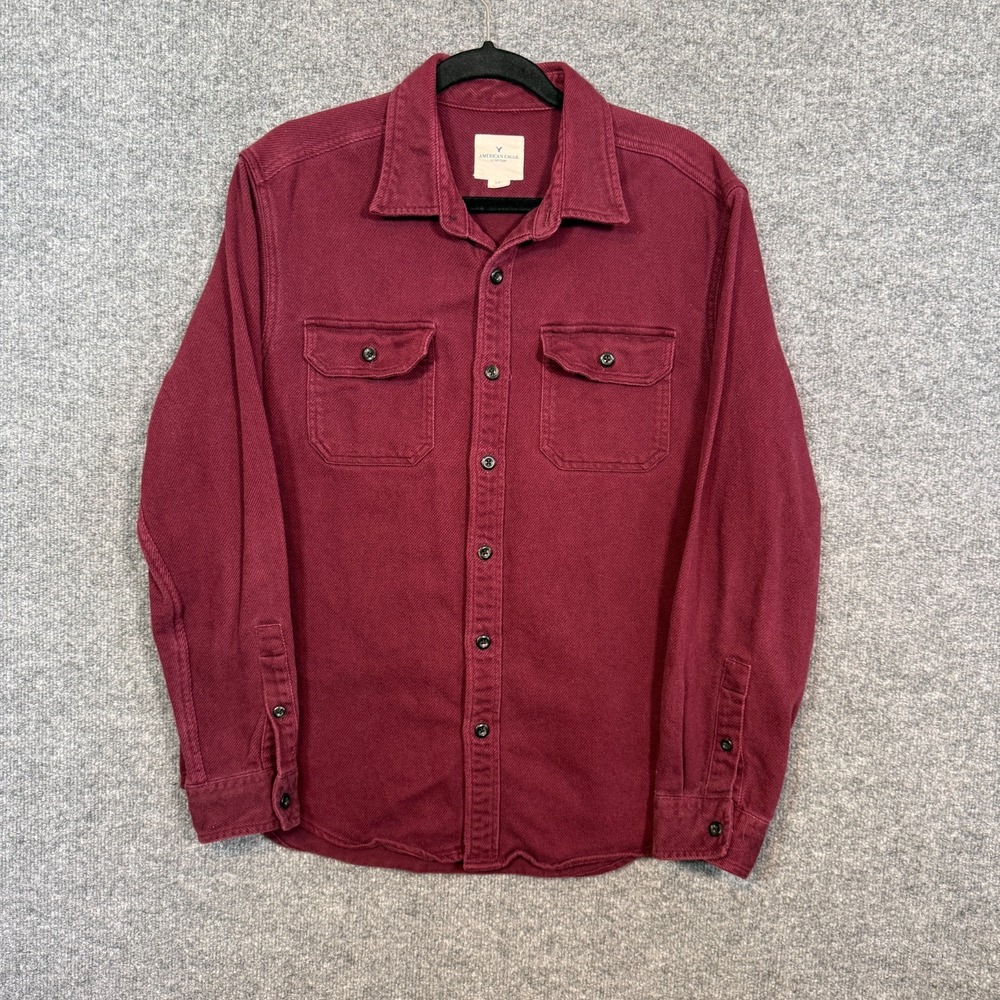 American Eagle Shirt Mens Large Burgundy Corduroy Long‎ Sleeve Casual Normcore